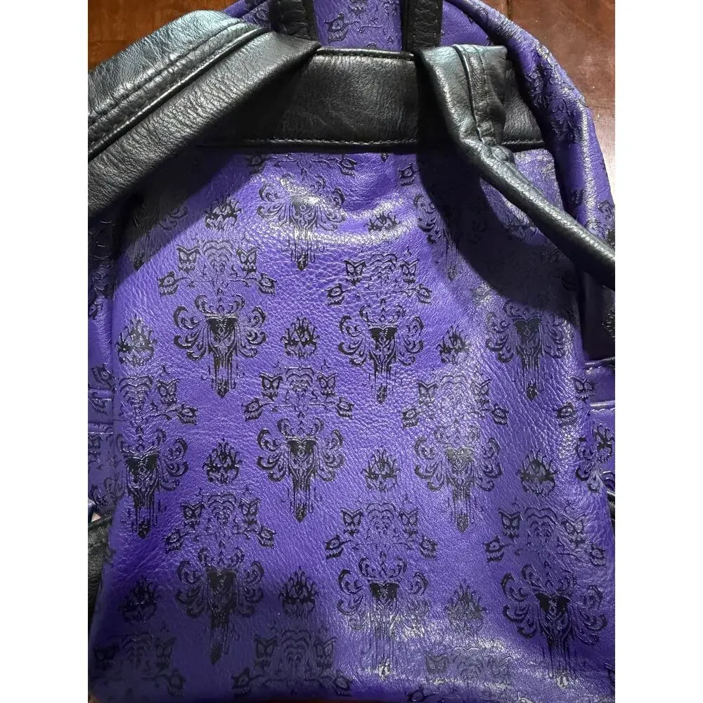 Disney Parks Loungefly Haunted Mansion Purple Wallpaper Backpack and Wallet Set